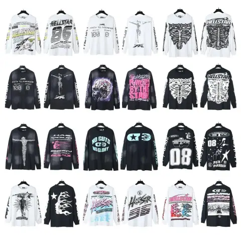 2024 Hellstar TShirt Autumn Fashionable High Street Loose Long Sleeve T Shirt 96 on BoonBuy