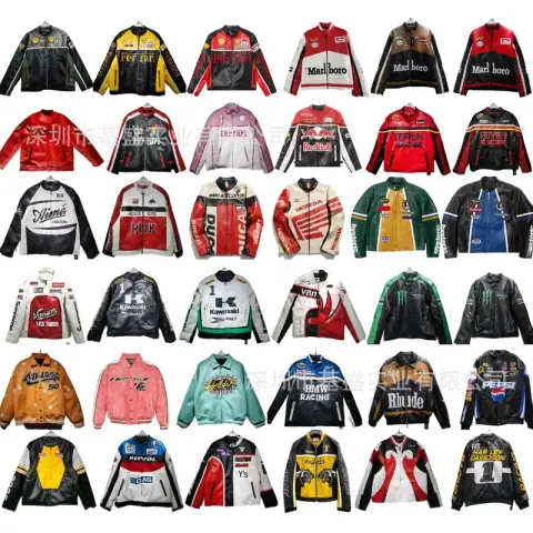 2025 American Style Heavy Craft Stitching Full Style Pu Leather Jacket American Retro Street Style Motorcycle Racing Suit 7 on BoonBuy