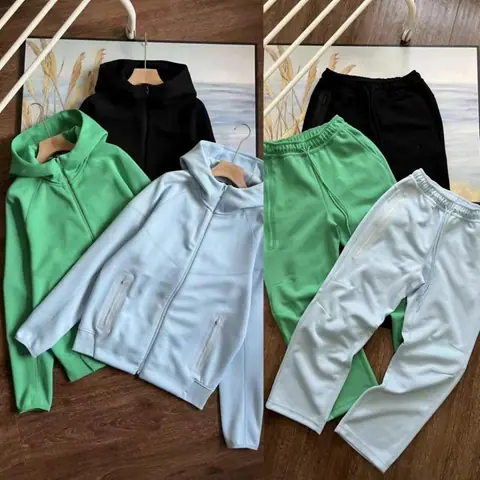 24 Spring and Autumn New Leisure Sports Air Layer Hooded Jacket and Sweatpants Set 454 and 461 on BoonBuy