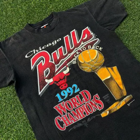 90S Vintage Chicago 1992 Sweatshirt Winning Trophy Large Size Short Sleeve T-Shirt on BoonBuy