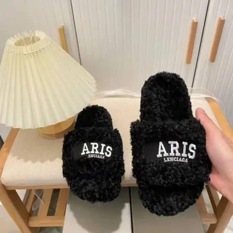 Balenciaga Paris Fur Slippers on BoonBuy