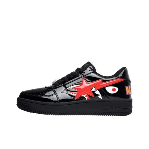 Bapesta SK8 Dunk Street Trend Black and White Shark Couple Vibe Low-Top Casual Sneakers Board Shoes on BoonBuy