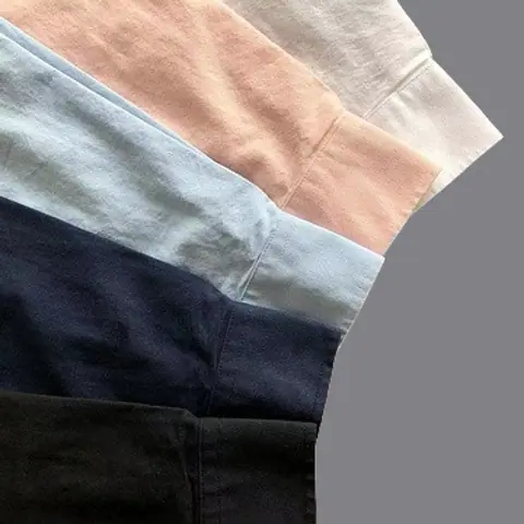 Blue Shirt, White Hat, Small Size Cotton and Linen Five-Color Shirt 3061834 on BoonBuy