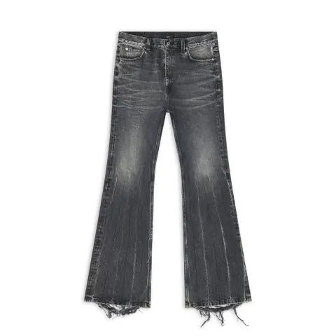 Bmc Flared Trousers Black and Gray Washed Distressed Skinny Jeans Loose Flared Pants Trousers on BoonBuy