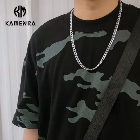 Carmen Tide Brand Ins Net Red Titanium Steel Chain Personality Cuban Chain Fashion All-Match Cold Style Men and Women Necklace Jewelry on BoonBuy