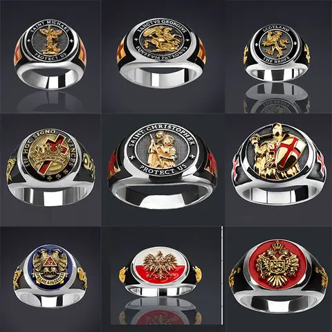 Chenrui Sells Gold Jewelry Across Borders. Freemasonry Logo Retro Trendy Men's Oil Drop Ring. Factory Direct Supply on BoonBuy