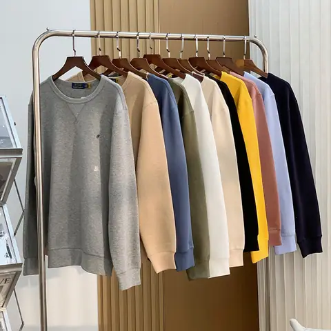 Chunyuan 23 Classic Style Pony Embroidery Solid Color Round Neck Loose Long Sleeve Top for Women All Seasons on BoonBuy