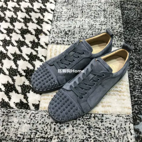 Cloumance New Gray Suede Four Seasons Suede Rivet Shoes on BoonBuy