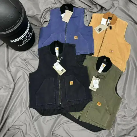 Drop Shipping Crht V20 Retro Washed Canvas Thick Quilted Cotton Vest Loose and Versatile 20 on BoonBuy