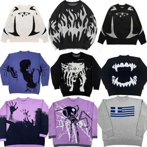 European and American Amazon Winter New High Street Street Casual Contrast Color Loose Knitted Sweater Couples on BoonBuy
