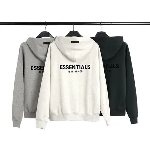 Fog Double Line Essentials Flocking Hooded Sweatshirt High Street Loose Casual American Couple Pullover Men and Women on BoonBuy