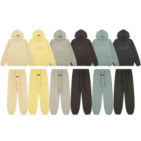 Fog High Street Double Line Essentials Three Dimensional Silicone Letters Plus Velvet Hooded Sweatshirt Casual Trousers Suit Trendy 32 on BoonBuy