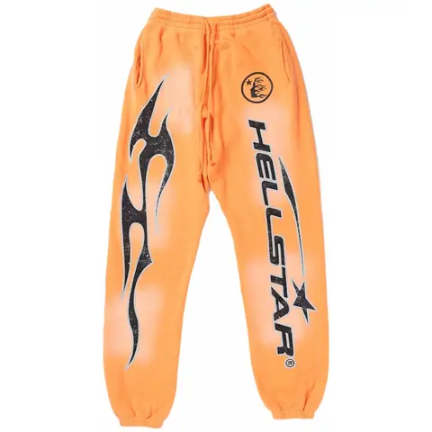 Hellstar Fire Orange Closed Elastic Bottom Sweatpants Orange Dye on BoonBuy
