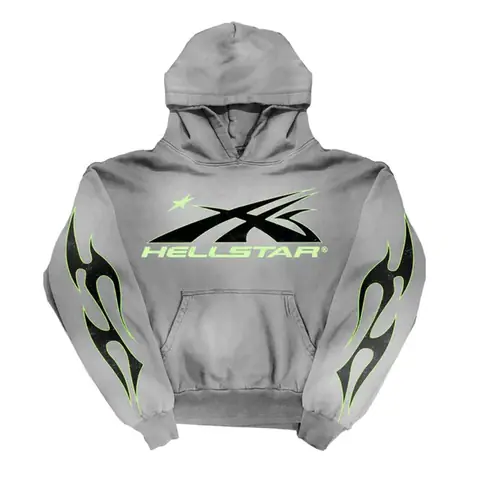 Hellstar Flame Hoodie Green/Grey on BoonBuy