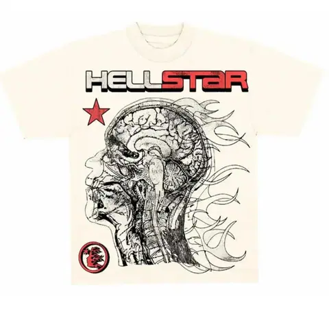 Hellstar Studios Cranium Short Sleeve Tee Shirt Cream on BoonBuy