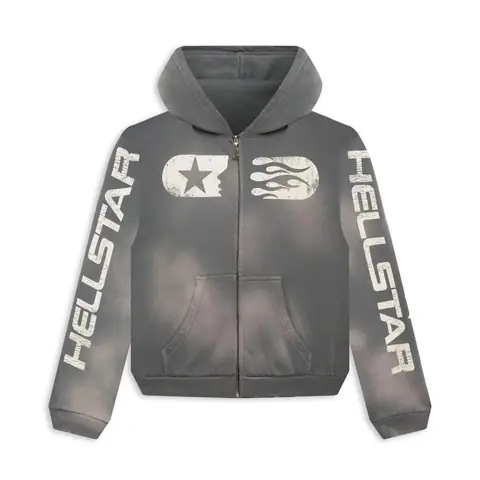 Hellstar Studios Zip Hoodie Gray on BoonBuy