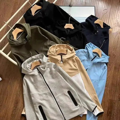 Jacket Spring Autumn Winter New Loose Training Windproof Hooded Knitted Sports Jacket Zipper Cardigan 24130 on BoonBuy