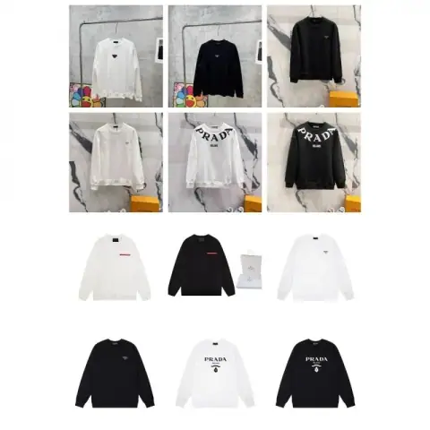 Luxurious and Trendy Pra Pujia Metal Triangle Logo Men's and Women's Autumn and Winter Loose and Versatile Sweatshirts 23 on BoonBuy