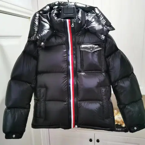 M Mengjia Down Jacket Men's Couple Style Red Striped Double Zipper Hooded Jacket on BoonBuy