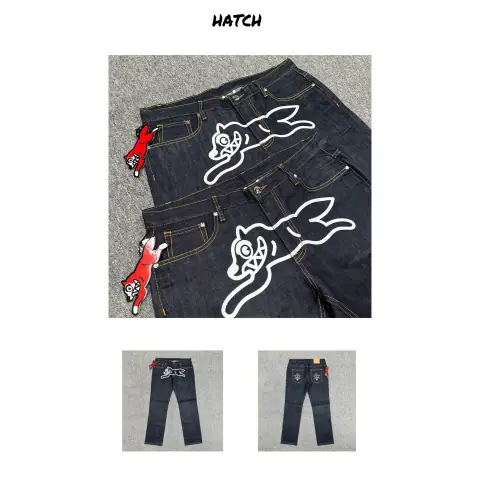 Oem Follow Up Bbc Flying Dog Jeans Hip Hop American Trendy Washed Straight Loose Jeans on BoonBuy