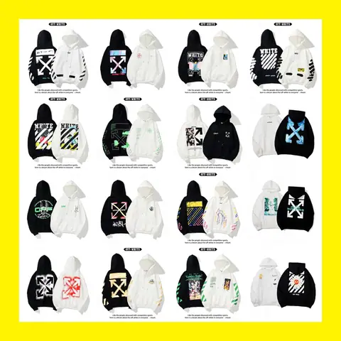 Off Hooded Sweatshirt Ow Trendy Brand Daisy Donald Duck Joint Warning Line Tape Dissolving Ice Arrow Jacket on BoonBuy