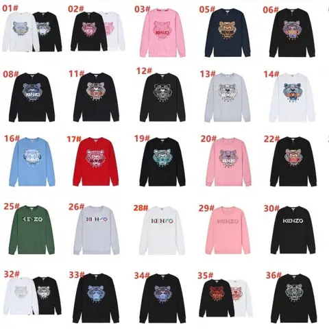 One Piece Drop Shipping 2023 Spring and Autumn New Trendy Brand Tiger Head Letter Patch Embroidery Couple Terry Round Neck Sweatshirt on BoonBuy