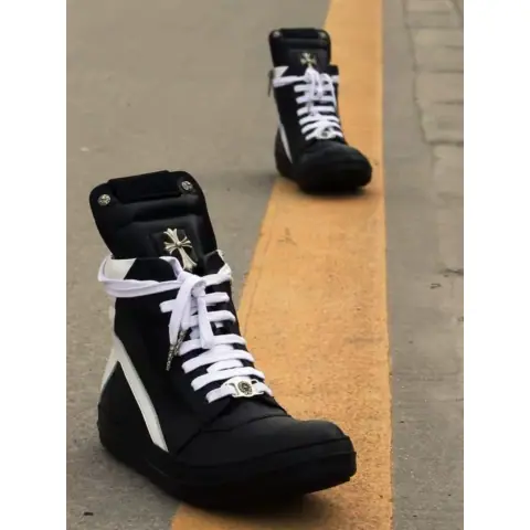 R Dark O Trendy Cross Fashion Men's Shoes Korean Couple Shoes Men's Boots Genuine Leather British Short Boots Stage Performance Boots on BoonBuy
