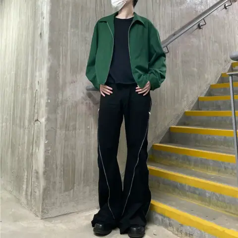 Ready Stock Ro Style Double Line Zipper Cow King Banana Loose Casual Straight Flared Denim Trousers on BoonBuy