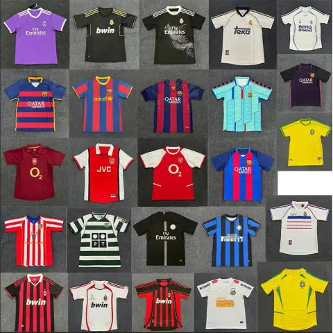 Retro Real Madrid Barcelona Brazil Jersey Lisbon AC France Arsenal Retro Football Jersey Short Sleeve 16 on BoonBuy