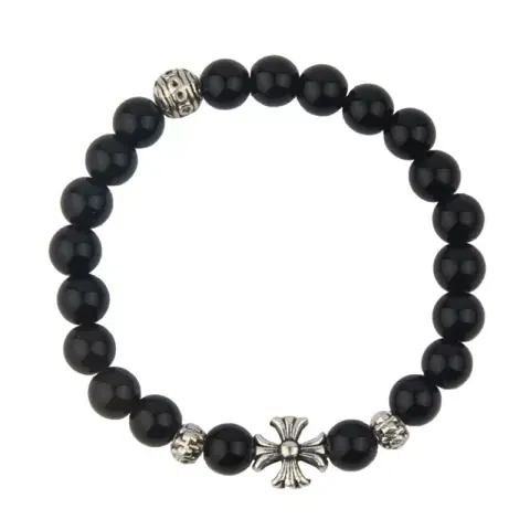 Retro Style Men and Women Couple Bracelet Silver-Plated Cross Scout Flower Bracelet Single Loop Simple Punk Style Japanese and Korean Jewelry on BoonBuy