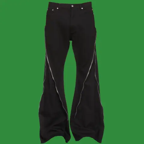 RO2023 New Full Zipper Bell-Bottom Pants Catwalk Fashion High Street Trend Trousers Unisex Dark Japanese Style on BoonBuy