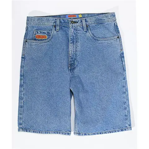 Skateboard Denim Shorts Washed Classic Denim Shorts Men's Summer Loose Retro Trendy Solid Color Casual Shorts on BoonBuy