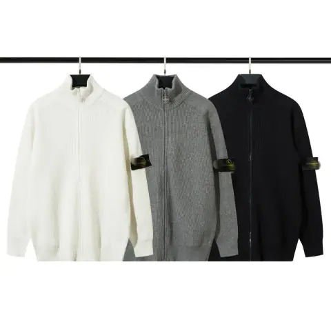 Stonesland Shidao Zipper Open Chest Stand Collar Knitted Sweater Versatile Simple and Genderless Style 37 on BoonBuy