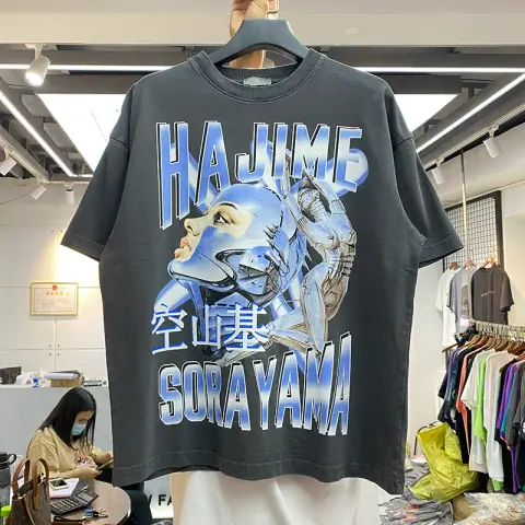 Summer Fashion Brand Sorayama Takashi Mechanical Metal Anime Portrait Printing Men and Women Loose Casual Round Neck Short-Sleeved T-shirt Cotton on BoonBuy